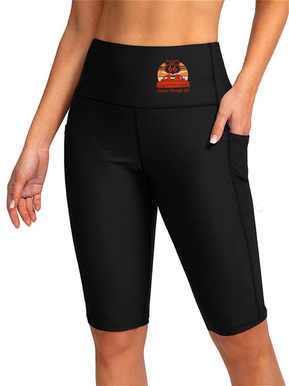 Women's Mid Thigh Swim Shorts, Stretchy Comfy Swimwear for Pool Party