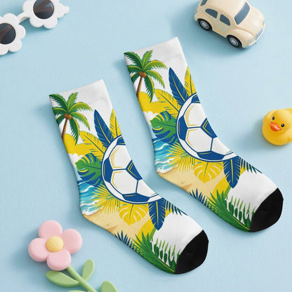 Boys & Girls Full Graphic Printed Socks ,World Cup 2026 Brazil Graphic, Stretchy Casual Socks for Children