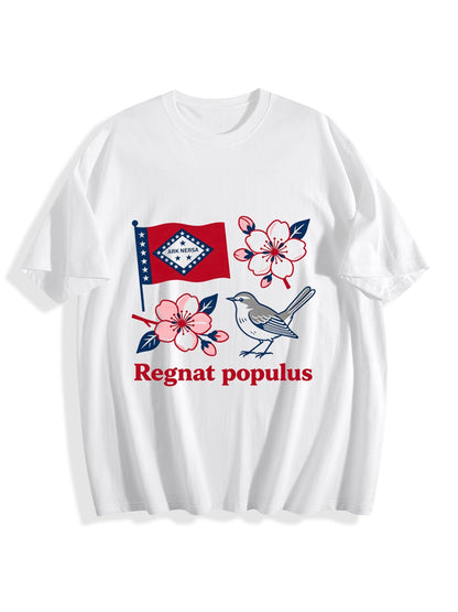 180g Pure Cotton Women's USA250 State Pride "Regnat Populus" GraphicT-Shirt, Seattle Sports Fan Casual Top