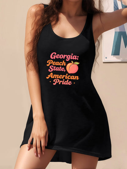 Custom Graphic Tank Dress Women Sleeveless Printed Casual Summer Dress Ladies Custom Design Daily Dress