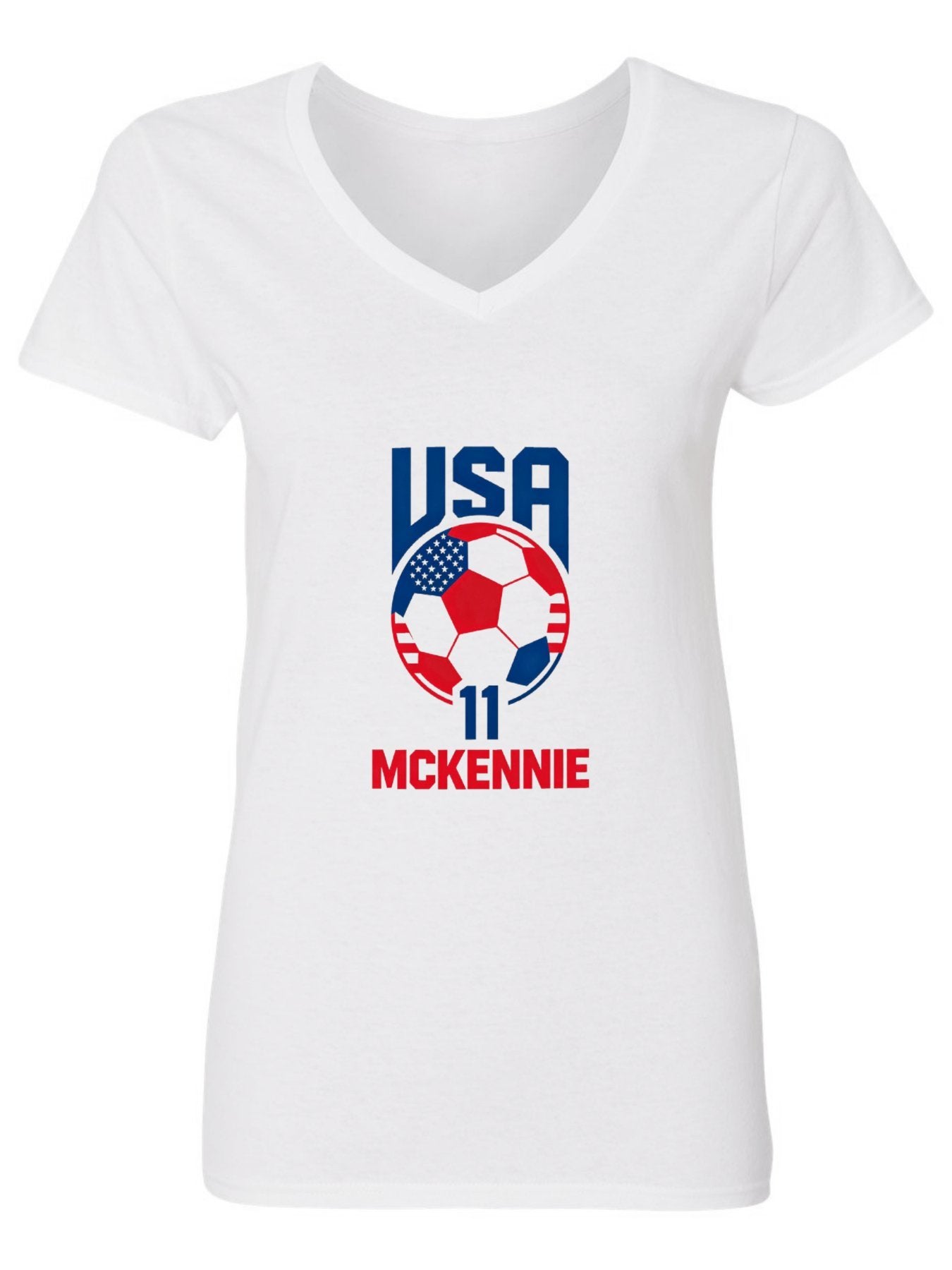 Pure Cotton V-neck Women's World Cup 2026 USA Graphic T-Shirt, USA Casual Cotton Tee