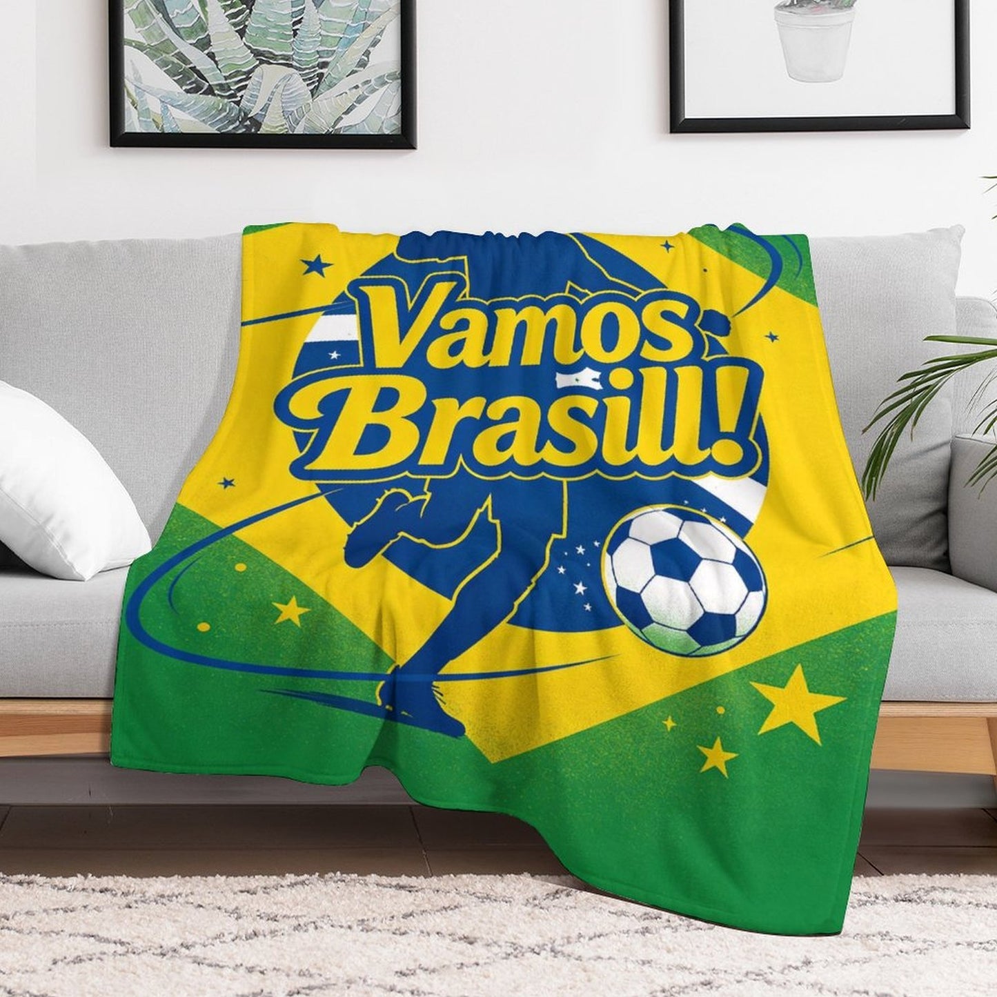 30" x 40" Polyester Blanket World Cup "Vamos Brasill" Graphic Blanket for Sofa & Relaxation