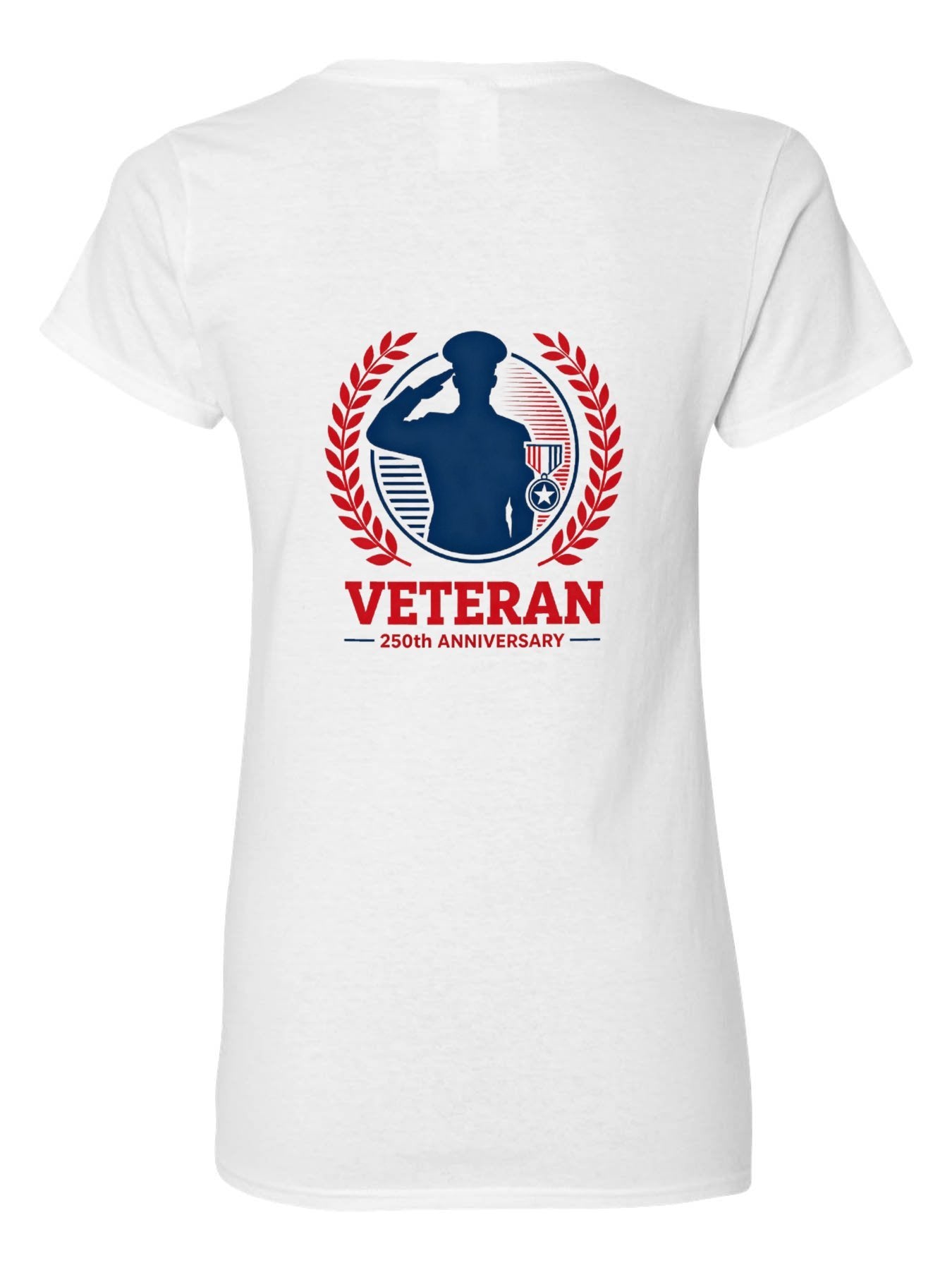 Pure Cotton V-neck Women's USA 250th. Patriotic "Veteran" Graphic T-Shirt, USA Casual Cotton Tee