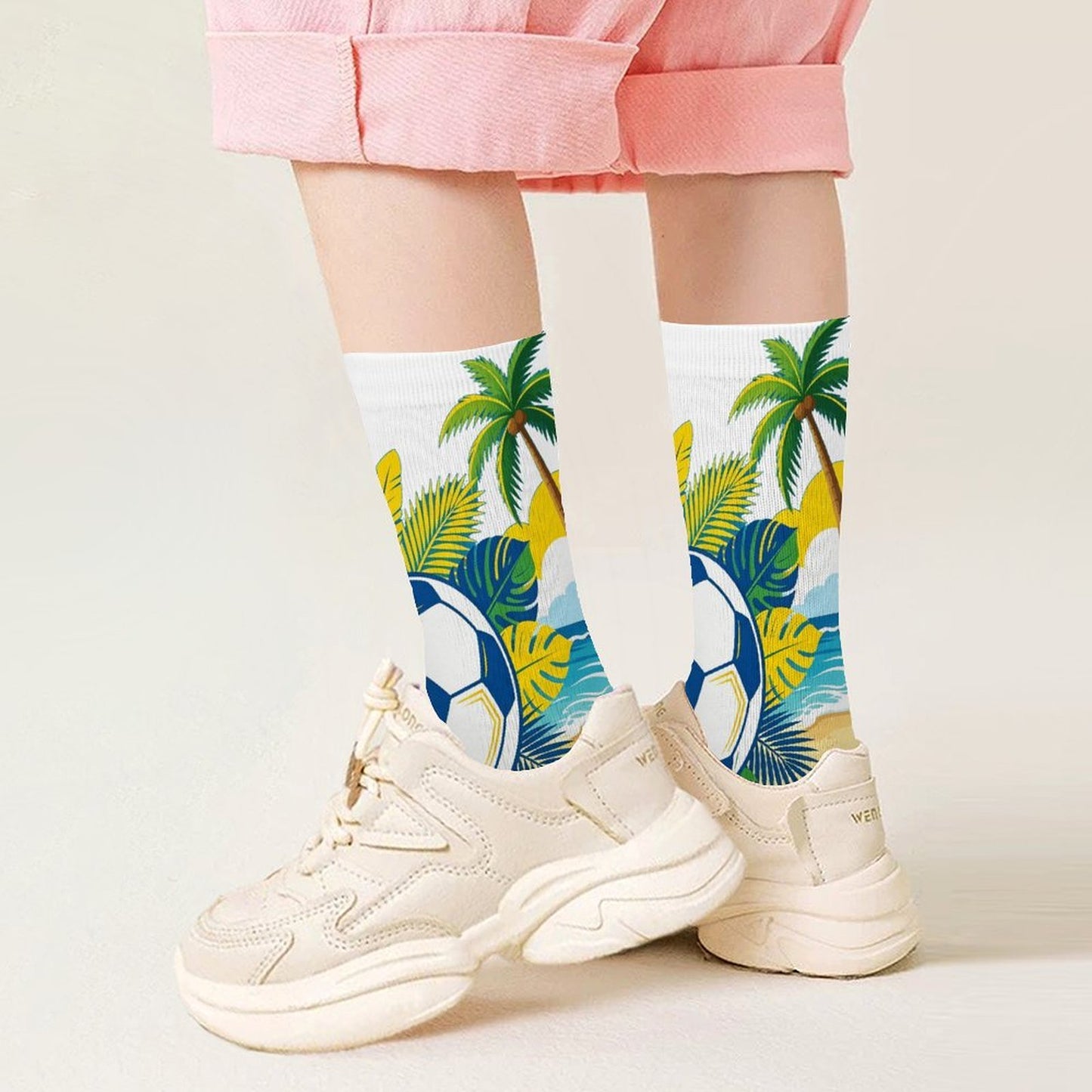 Boys & Girls Full Graphic Printed Socks ,World Cup 2026 Brazil Graphic, Stretchy Casual Socks for Children