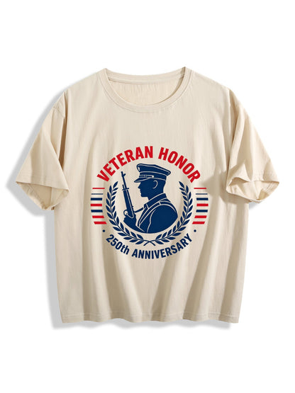 180g Pure Cotton Women's Patriotic "Veteran Honor" Graphic T-Shirt,  Casual Cotton Tee for Daily Wear
