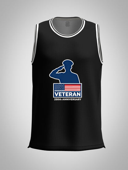 Custom Adult Basketball Jersey Personalized Print Basketball Top, USA 250th. Veteran Graphic