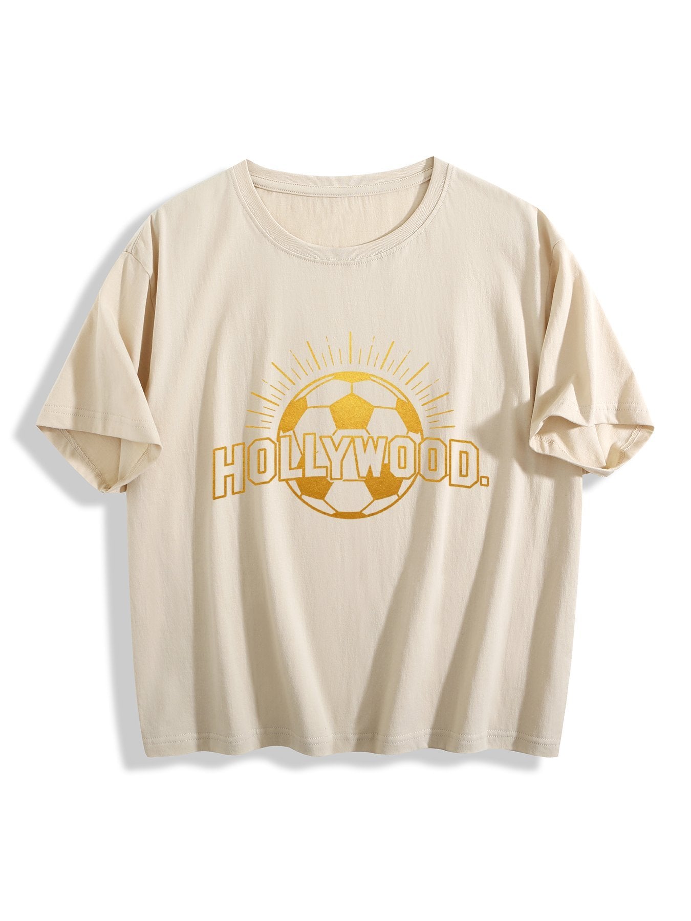 180g Pure Cotton Women's World Cup City "HollyWood" Graphic T-Shirt,  Casual Cotton Tee for Daily Wear