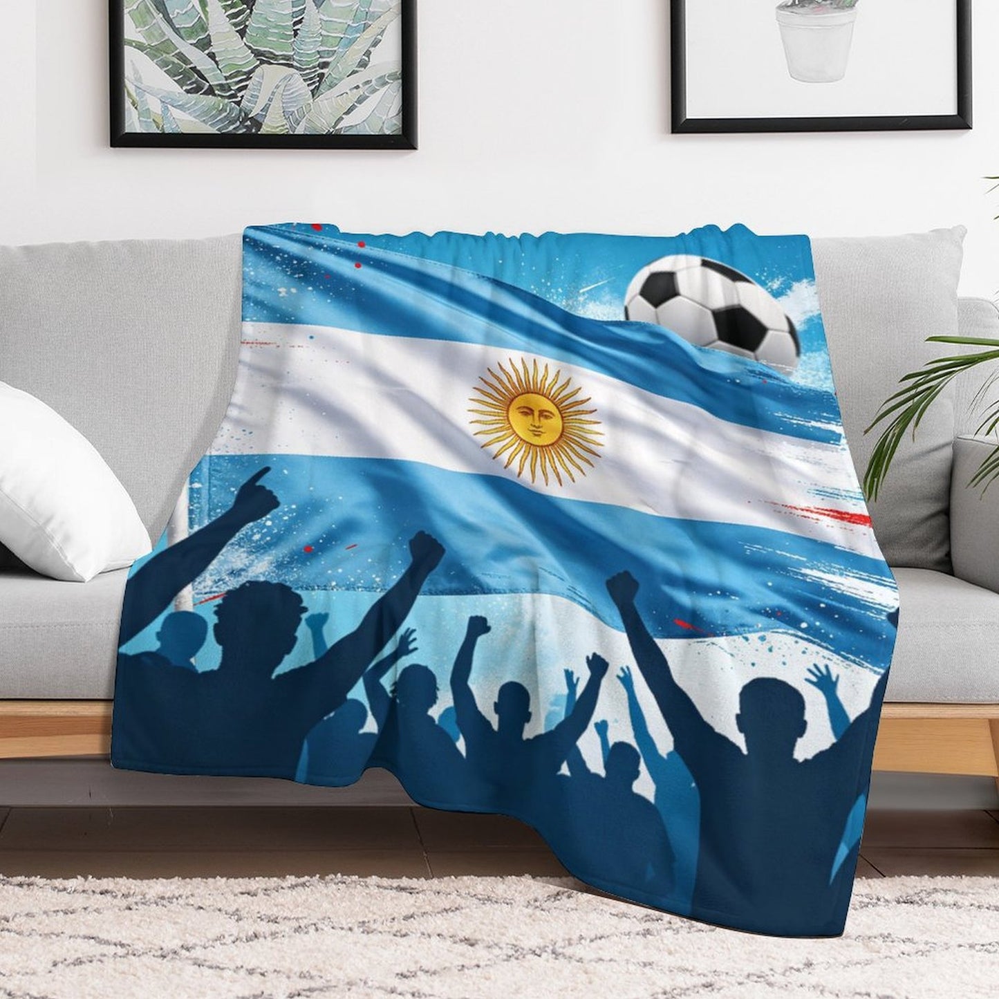 30" x 40" Polyester Blanket World Cup "Vamos Argentina" Graphic Blanket for Sofa & Relaxation