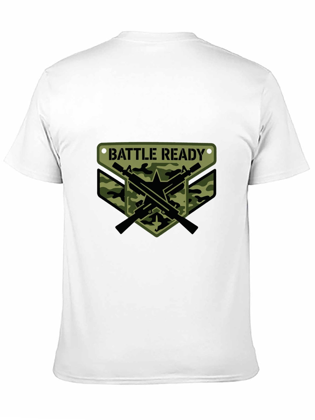 180g Pure Cotton Men's and Women's  Patrotic  "Battle Ready" Graphic T-Shirt, USA Casual Cotton Tee