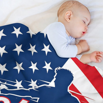 30"x 40" 280gsm Flannel + 220gsm Sherpa Fleece Blanket World Cup"GO USA SOCCER" Graphic Blanket, Soft Cover for Daily Use