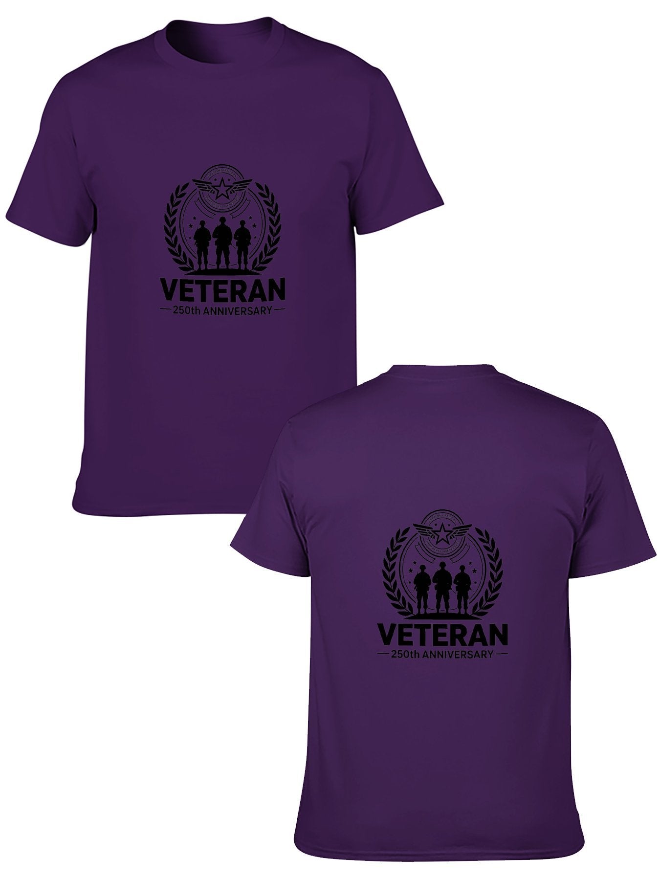 180g Pure Cotton Men's and Women's Patriotic "Veteran" Graphic Casual Cotton Tee for Daily Wear