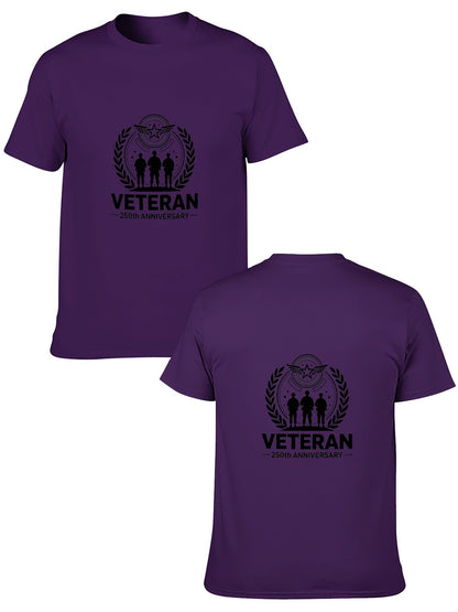 180g Pure Cotton Men's and Women's Patriotic "Veteran" Graphic Casual Cotton Tee for Daily Wear