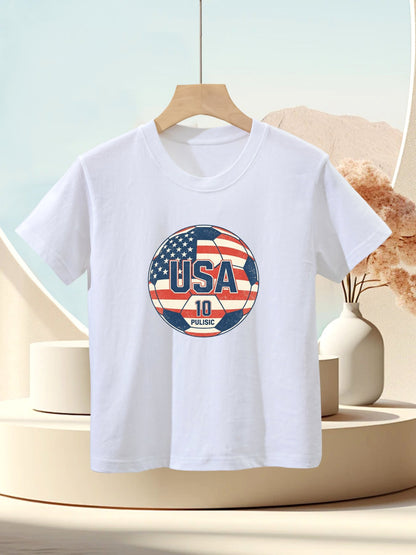 Kids Cute Graphic Cotton T-Shirt, Boys Girls Casual Short Sleeve Tee